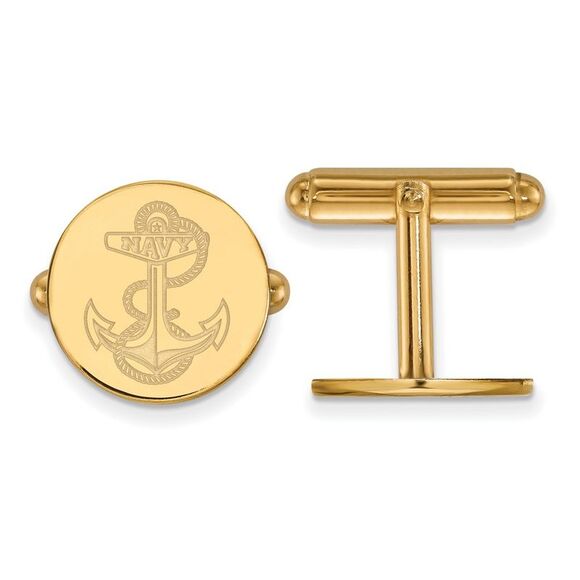 14k Gold Plated Silver U.S. Navy Cuff Links - Picture 1 of 3